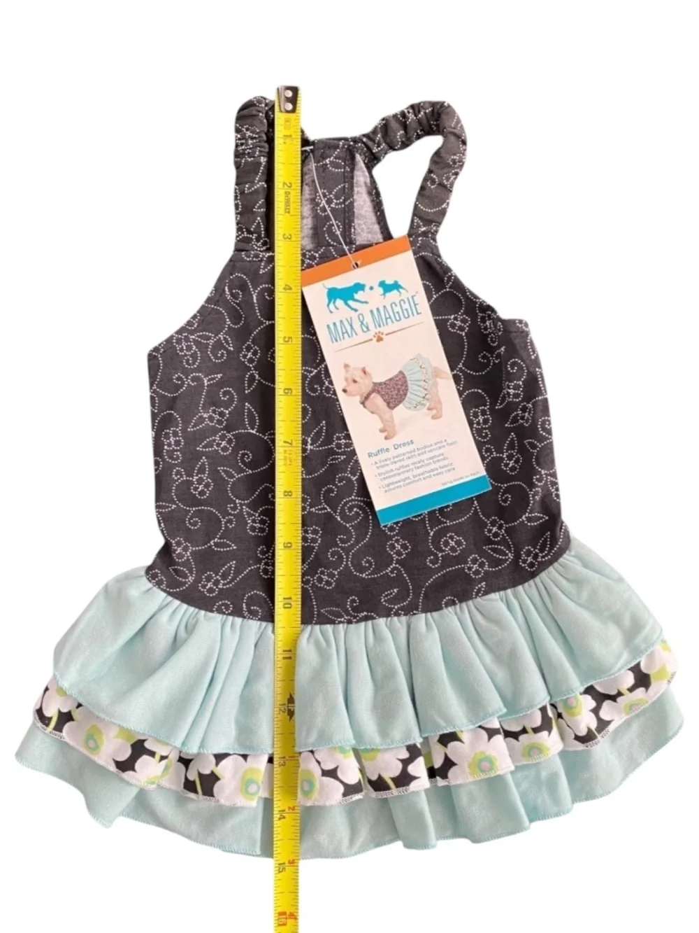 NWT Max & Maggie Black Floral Ruffle Dog Dress Size S